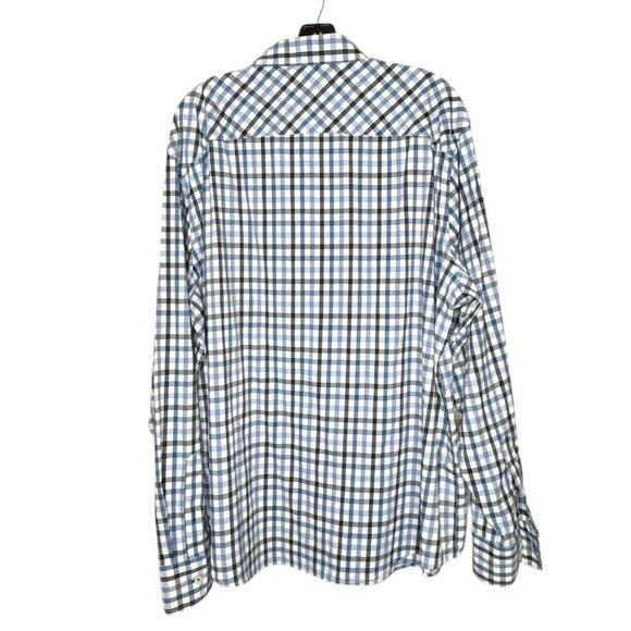 Untuck It Long Sleeve Blue Plaid Gingham Button Down Shirt Size XXXLC - Picture 2 of 11